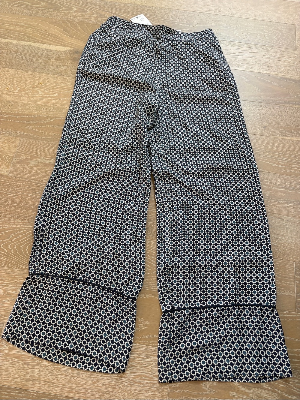 Zara silk Geometric Wide-Leg Pants new with tags